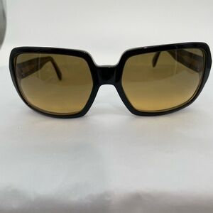 Giorgio Armani Black and Brown Sunglasses Classic Rectangular Design